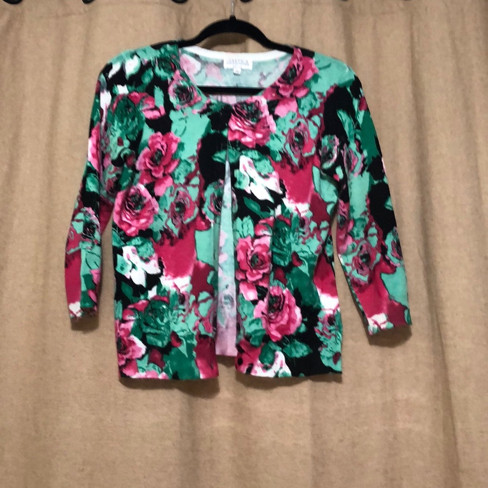 Joseph A. Floral Cardigan Size Petite Medium